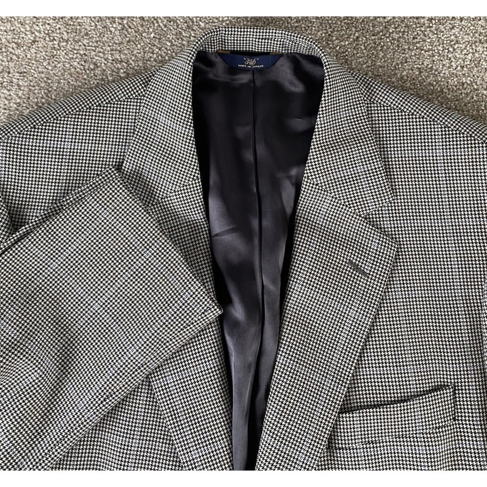 Brooks Brothers Houndstooth Blazer Wool/Viscose Black/White Men 44L Preppy Work